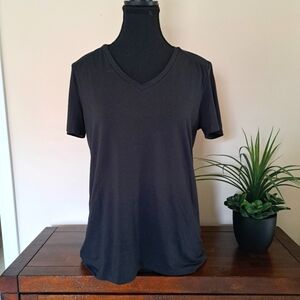 Lole Black V-neck Performance Tee Small Women's Short Sleeved Active T-shirt